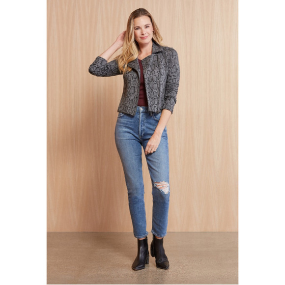 EVEREVE NWT Lemon Tart Animal Print Moto Jacket // M - Picture 3 of 11